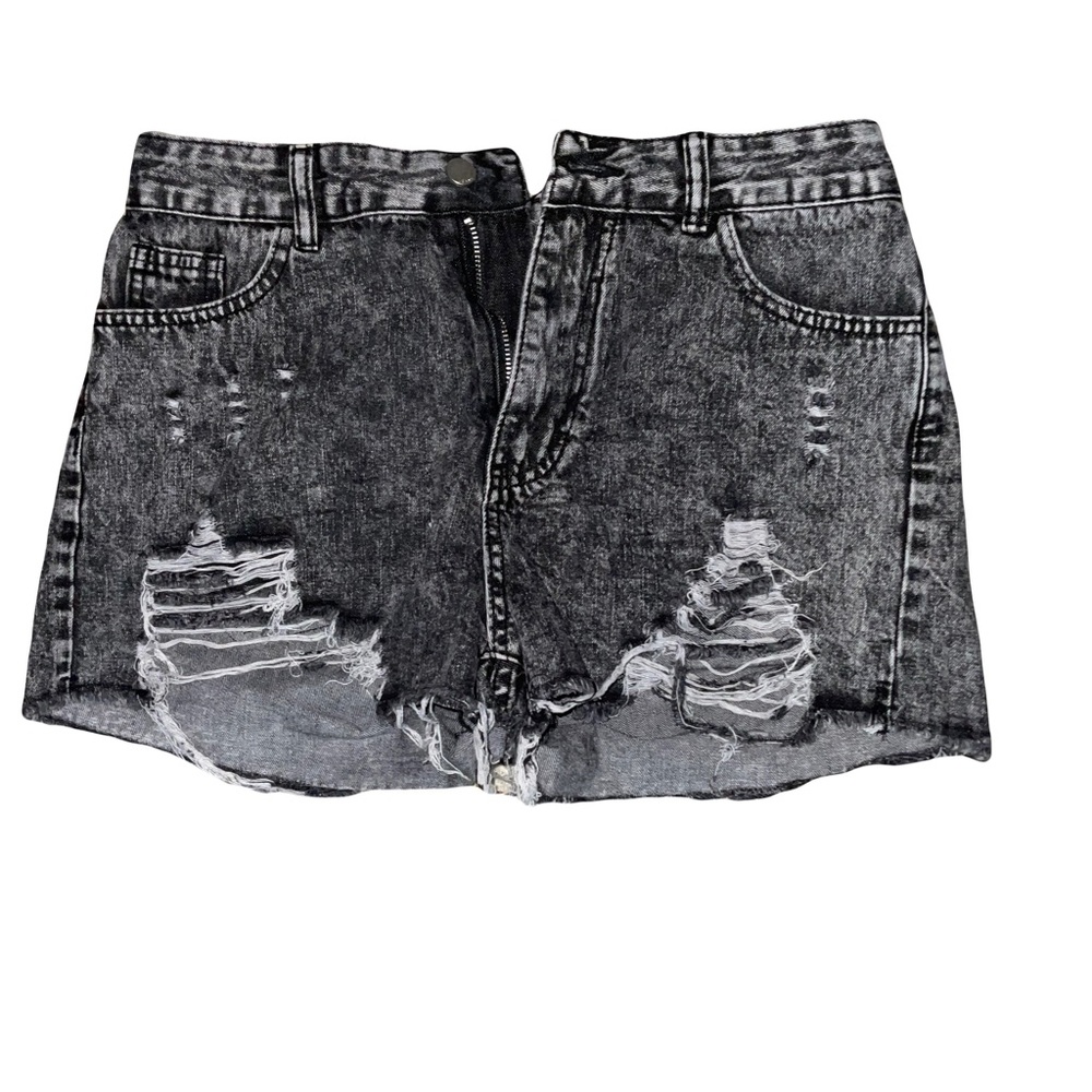 SHEIN Large Black Distressed  Denim Shorts